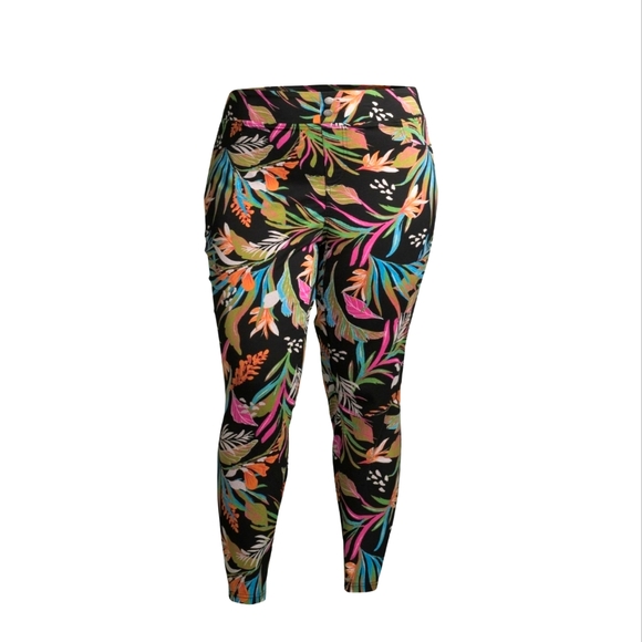 Terra & Sky NWT Women's Plus Size Tropical Print High Waisted Pull On Pant 721 - Picture 1 of 6